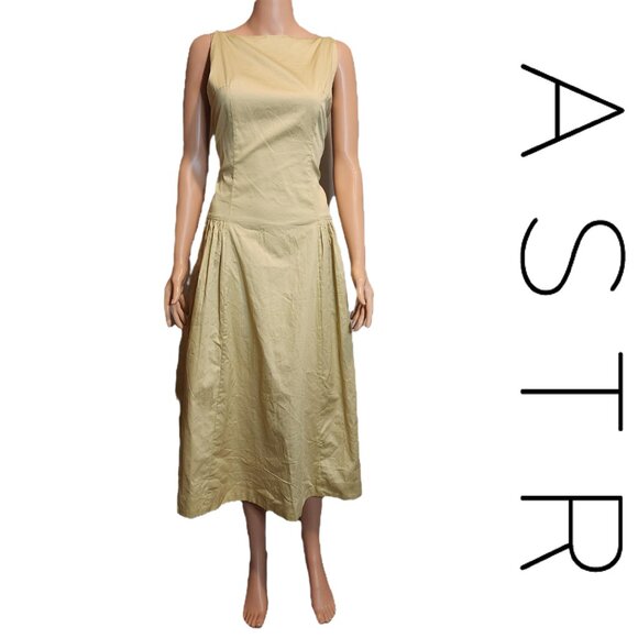 ASTR Drop-Waist Dress NWOT Tan Large - Picture 1 of 8